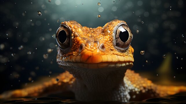 Inquisitive newt exploring the waters,