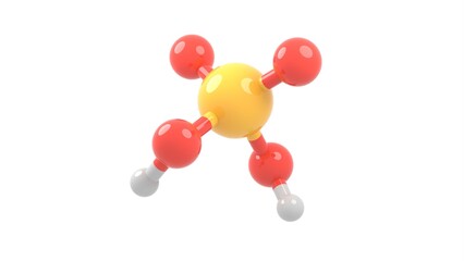 sulfuric acid molecule structure 3d representation. Can be used to represent chemical industry, a strong laboratory acid or the battery acid substance