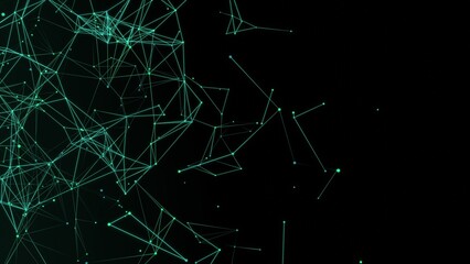 plexus network structure dark background 3d illustration. Can be used to represent a computer network artificial intelligence, big data cyber security chaos or a cybernetic constellation particles