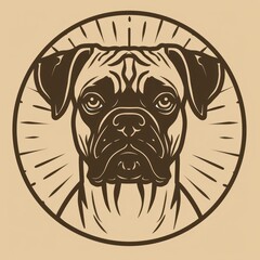 boxer dog cartoon flat illustration minimal line art