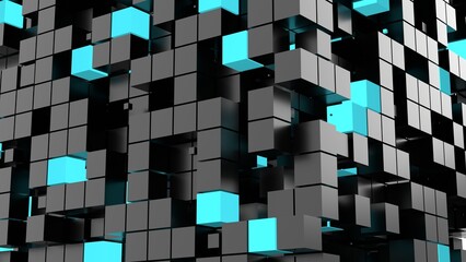 modern cubes design abstract 3d render illustration background. Can be used to represent contemporary and trendy colors, technology motion graphics or computing science fiction hardware