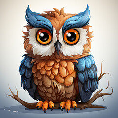 Watercolor Dusk owl, clipart Illustration, Generative Ai