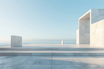 Modern buildings by the lake. Empty architectural background.