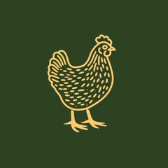 chicken simple logo monoline solid flat color