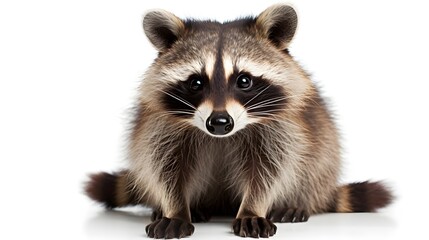 Obraz premium Mischievous raccoon in a playful pose, isolated on white,