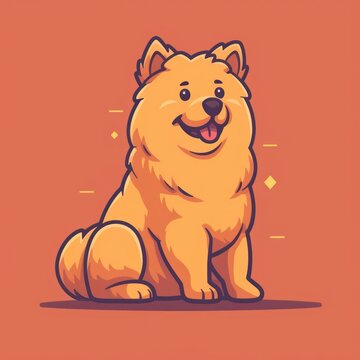 recommend clip art: Chow Chow dog cartoon flat illustration minimal line art