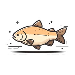 common fish cartoon flat illustration minimal line art
