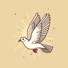 dove bird cartoon flat illustration minimal line art