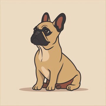 recommend clip art: French Bulldog dog cartoon flat illustration minimal line art