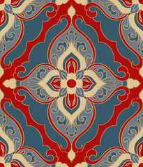 Fototapeta na wymiar Seamless traditional pattern. Classic abstract damask ornament. Background for wallpaper, textile, carpet and any surface. 