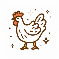 hen chicken cartoon flat illustration minimal line art