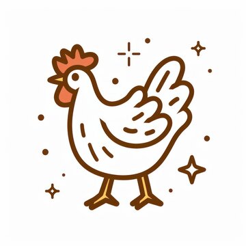 recommend clip art: hen chicken cartoon flat illustration minimal line art