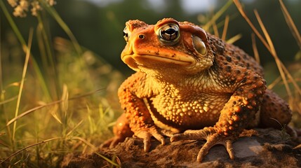 Fototapeta premium Tranquil toad basking in the last light,