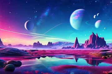 the alien sky with pink and blue hue
