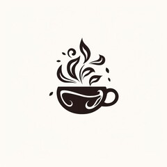 minimalist monoline logo showcasing a cup of coffee