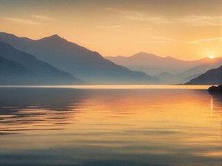 Fototapeta premium sunset over the lake