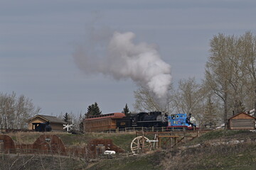 steam train in the woods