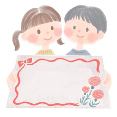 母の日にカードを渡す子どもたちのイラスト