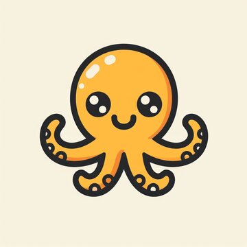 recommend clip art: octopus cartoon flat illustration minimal line art