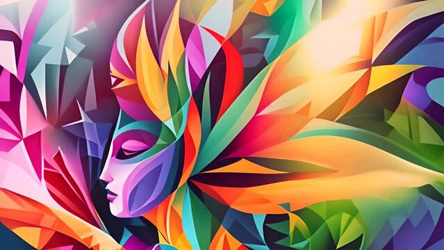 Colorful Abstract Carnival Mask Illustration with Ai generated.

