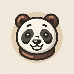 panda cartoon flat illustration minimal line art