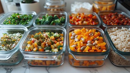 A variety of delicious and healthy meal prep ideas, perfect for busy people on the go. These meals are easy to make and can be stored in the refrigerator or freezer for later. - Powered by Adobe
