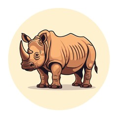 rhino cartoon flat illustration minimal line art