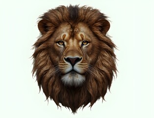 Fototapeta premium Opulent Jungle Majesty Lion Head Logo white background.