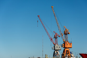 Two cranes in the port of Mar del Plata, Argentina