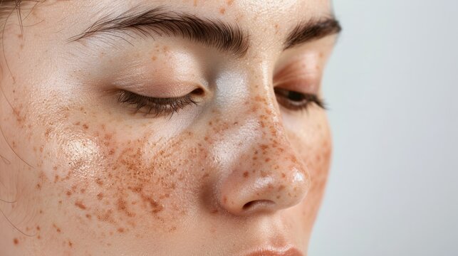 beautiful woman with dark spots on her face generative ai