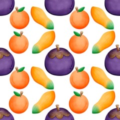 Fruits seamless pattern on white background