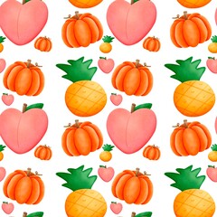 Fruits seamless pattern on white background