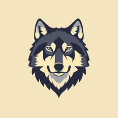wolf head simple logo monoline style solid flat color