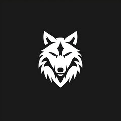 wolf simple monoline shop badge Logo vector