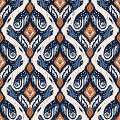 Ikat border geometric ethnic oriental pattern traditional on black background.