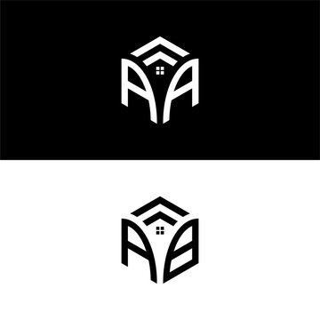 AA AB hexagon logo vector, hexagon home logo, real estate and construction logo, develop, natural, luxury, modern, finance logo, strong, suitable for your company.