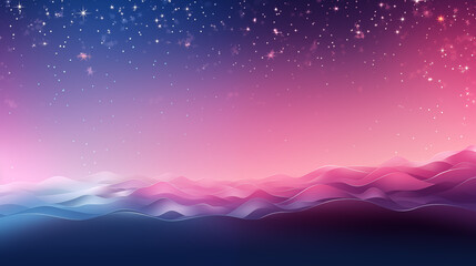 Starry Night Sky with Pink and Blue Gradient Waves