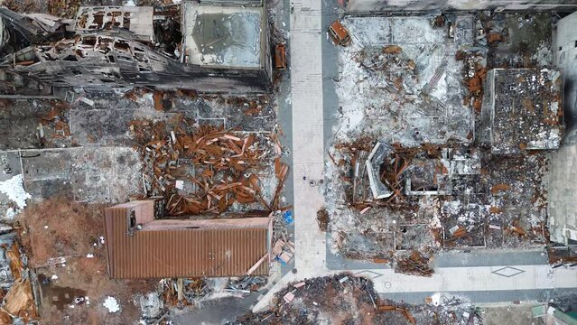 Aerial view of a town destroyed by fire caused by an earthquake that occurred on the Noto Peninsula, Ishikawa Prefecture, Japan on January 1, 2024 part12