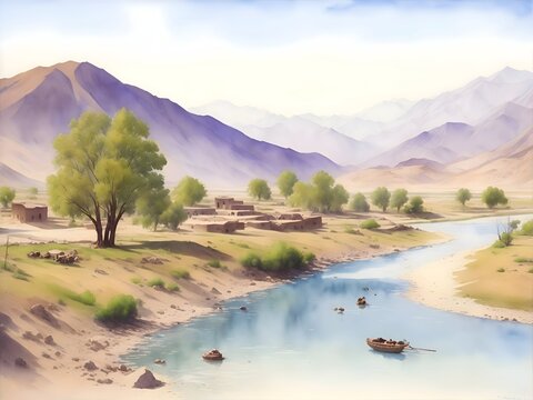 Baghlan Afghanistan Country Landscape Illustration Art