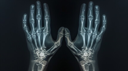 X ray of a human hand : Injury treatment. AI Generative.