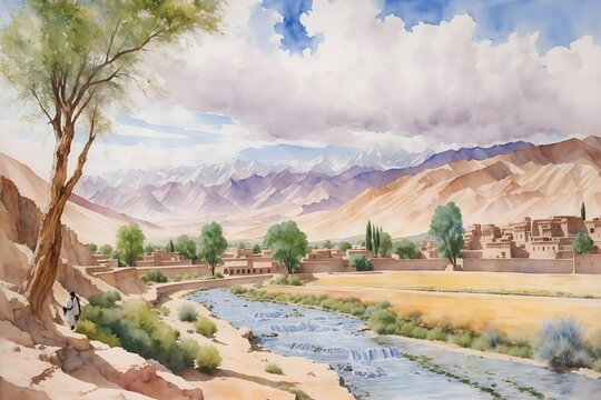Bamyan Afghanistan Country Landscape Illustration Art