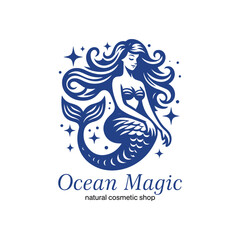 Vector mermaid logo design template