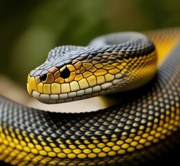 Obraz premium Snake on isolated black background, National Animals, World Animals Day, Religious Animals, International Wildlife Day, Desart Animals, Generative Ai