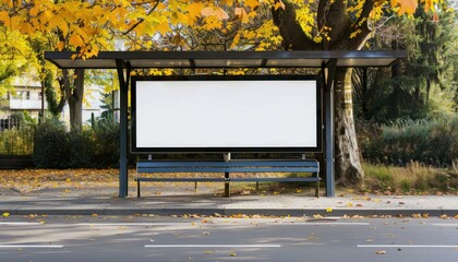 Photo of a blank billboard seamlessly integrated into a bus stop shelter.