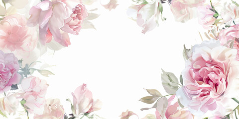 realistic oil painting floral frame, white background, generative AI