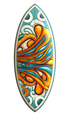 faried surf board with retro pattern top view png