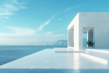 Modern buildings by the lake. Empty architectural background.