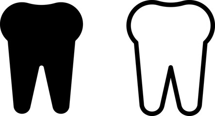 tooth icon, sign, or symbol in glyph and line style isolated on transparent background. Vector illustration