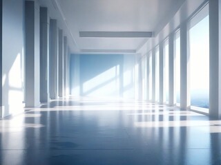 Fototapeta premium blue corridor with columns