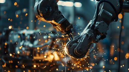 Robotic Welding in Automotive Factory Highprecision Metalwork Generative ai